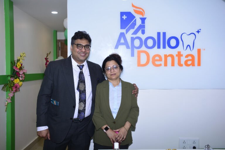 Dr Anuradha Bose is posing with her collegue at best dental clinic in newtown.